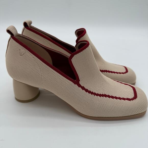 Vivaia Quinn Square Cream Minimalist Old Money Knit Comfort Loafer Heels NWB 9 - Picture 1 of 8